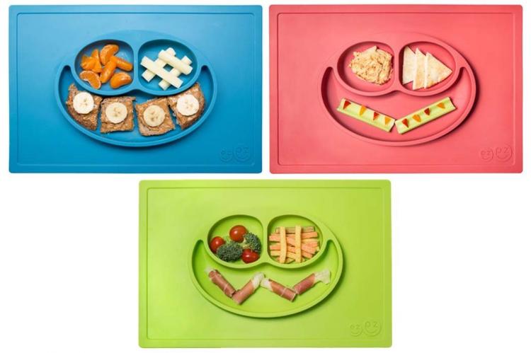 EZPZ Kids Suction Placemat - Suction Cup Placemat / Plate Combo - Kids suction bowl sticks to table to prevent spills