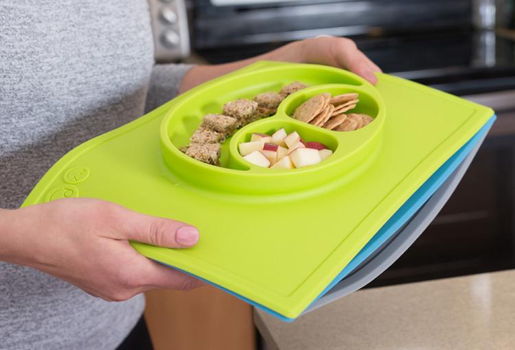 EZPZ Kids Suction Placemat - Suction Cup Placemat / Plate Combo - Kids suction bowl sticks to table to prevent spills