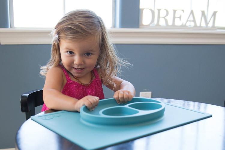 EZPZ Kids Suction Placemat - Suction Cup Placemat / Plate Combo - Kids suction bowl sticks to table to prevent spills
