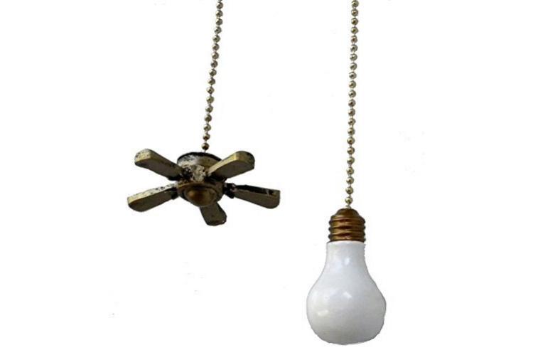 Fan and Light Bulb shaped pull-string chain set