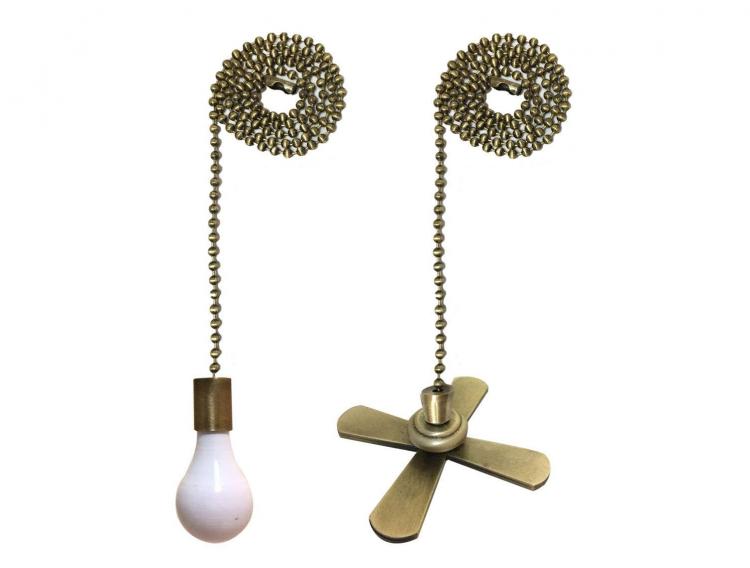 Fan and Light Bulb shaped pull-string chain set
