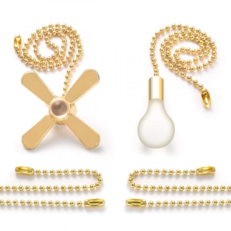 Fan and Light Bulb shaped pull-string chain set