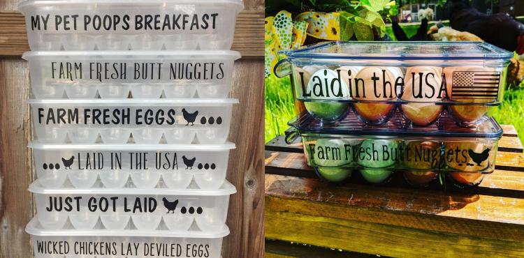 Funny Plastic Chicken Egg Cartons - Reusable joke chicken coop egg cartons - My Pet Poops Breakfast