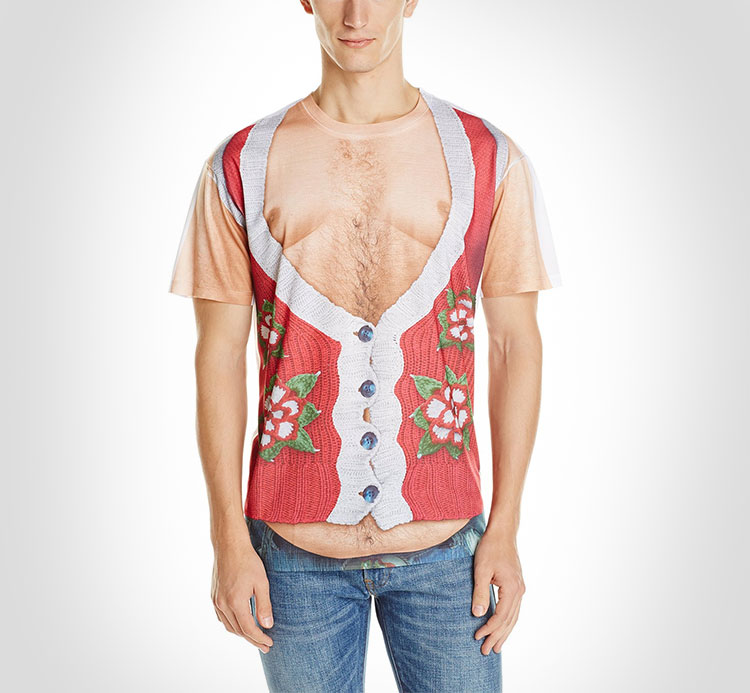 Fat Guy Ugly Christmas Sweater Vest Graphic Tee