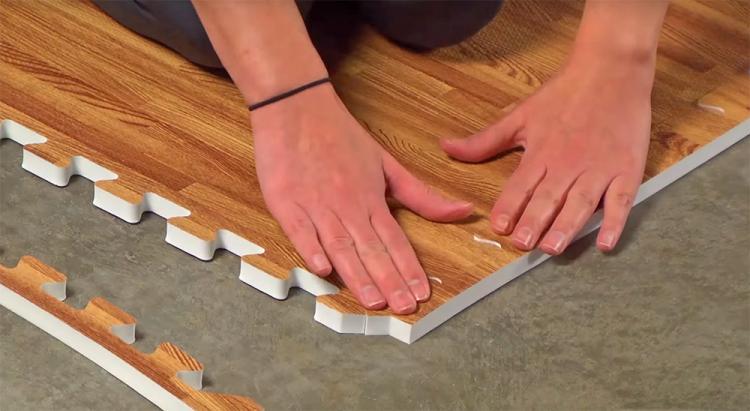 Faux Hardwood Floor Interlocking Foam Tiles - Hard wood flooring pads
