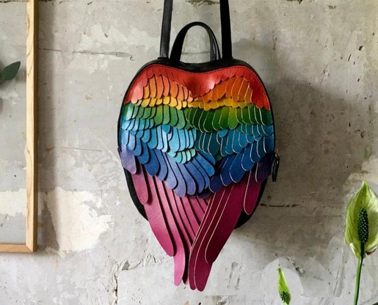 Unique leather backpacks that give you feathery wings - stylish winged backpack