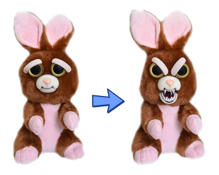 Feisty Pets - Squeeze head to turn from cute to angry - Pissed off stuffed animals - Bunny