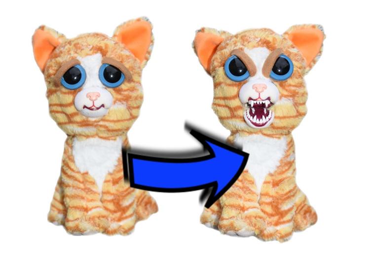 Feisty Pets - Squeeze head to turn from cute to angry - Pissed off stuffed animals - Cat