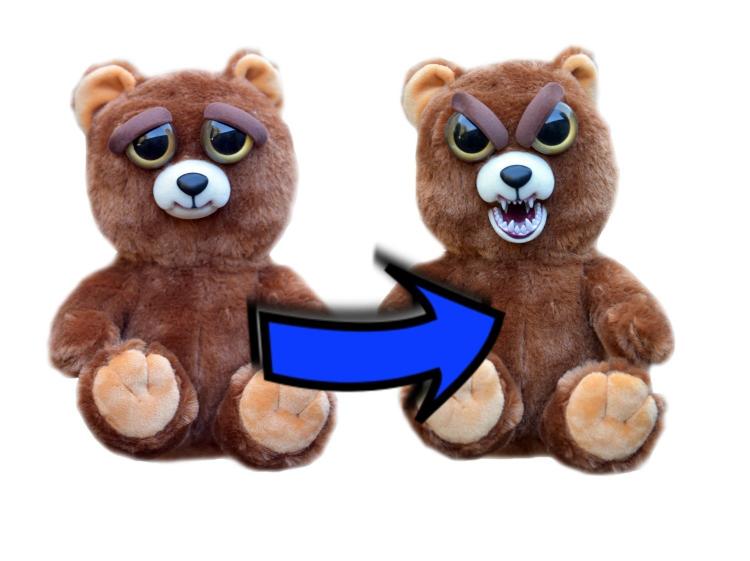 Feisty Pets - Squeeze head to turn from cute to angry - Pissed off stuffed animals - Bear