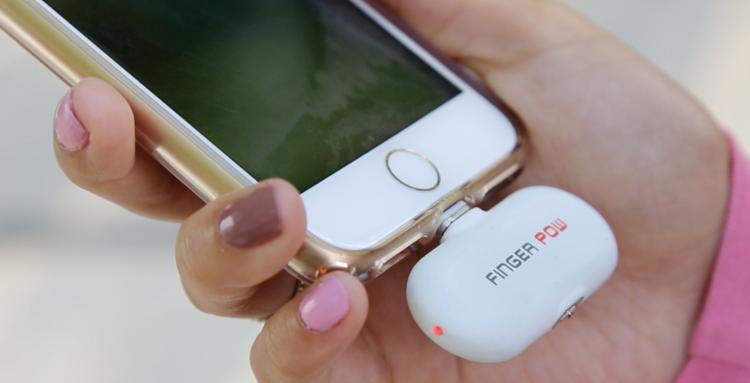 FingerPow Tiny Portable Battery Smart Phone Charging Solution - Mini snap-on phone battery charger