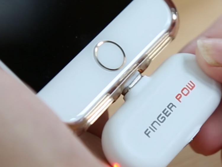 FingerPow Tiny Portable Battery Smart Phone Charging Solution - Mini snap-on phone battery charger