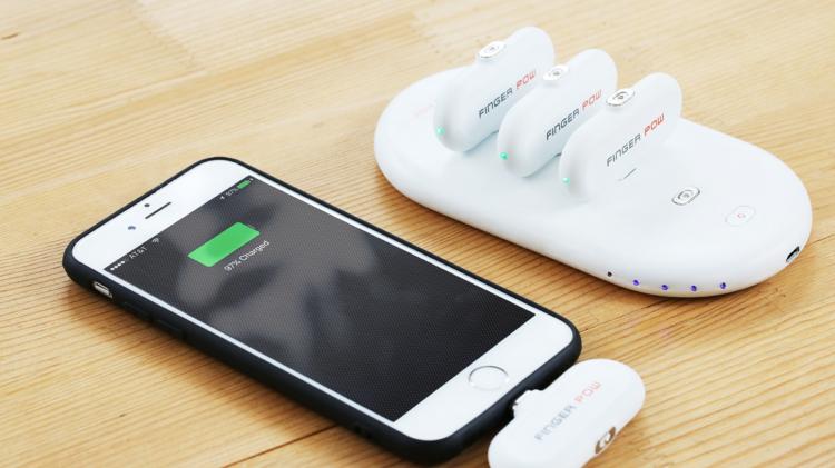 FingerPow Tiny Portable Battery Smart Phone Charging Solution - Mini snap-on phone battery charger