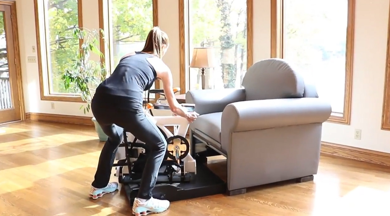 Stow-Away Fitness Equipment That Hides Inside Furniture When Not In Use - folding exercise bike inside armchair