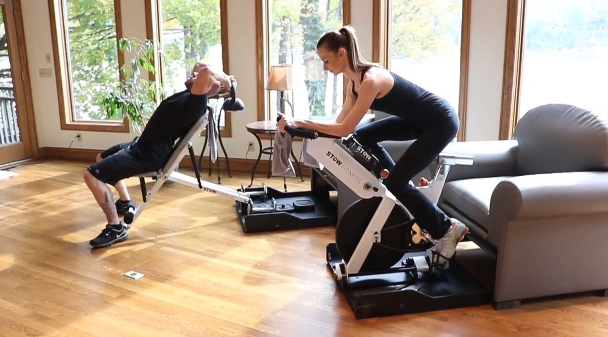 Stow-Away Fitness Equipment That Hides Inside Furniture When Not In Use - folding exercise bike inside armchair