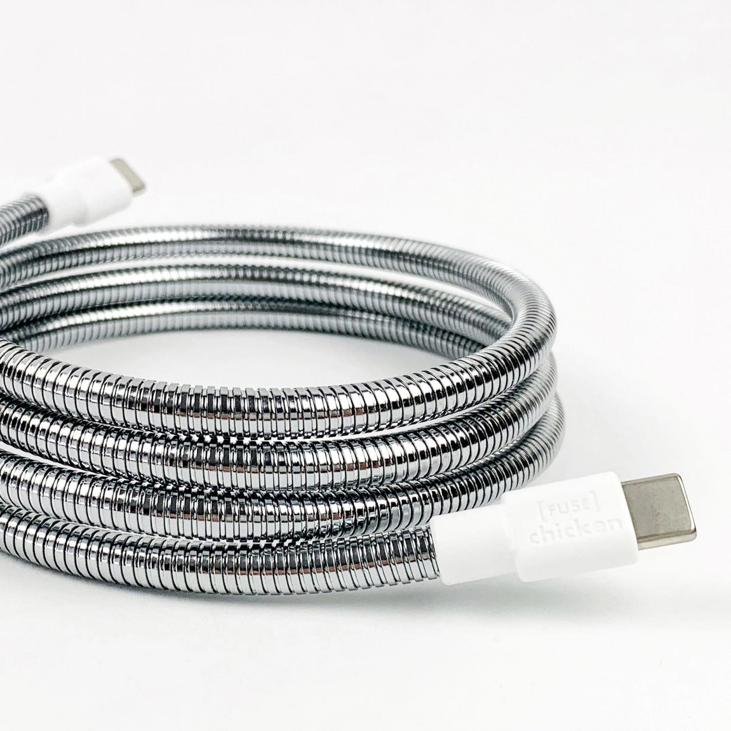 Flexible iPhone Stand and Charger - Rugged Stainless steel charging cable doubles as a phone mount