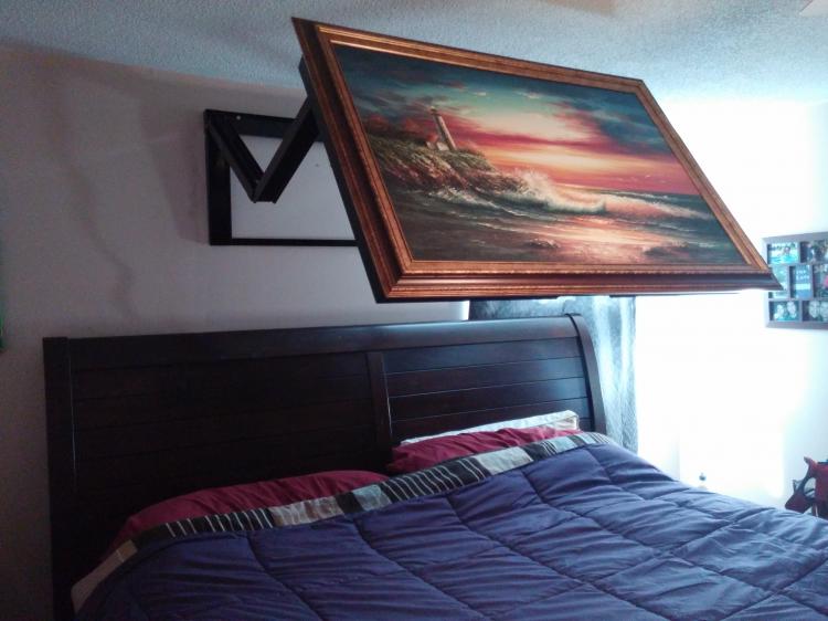 Hidden Vision Flip-around hidden TV mount - Picture frame tv mount - HVTV Spinning TV Mount