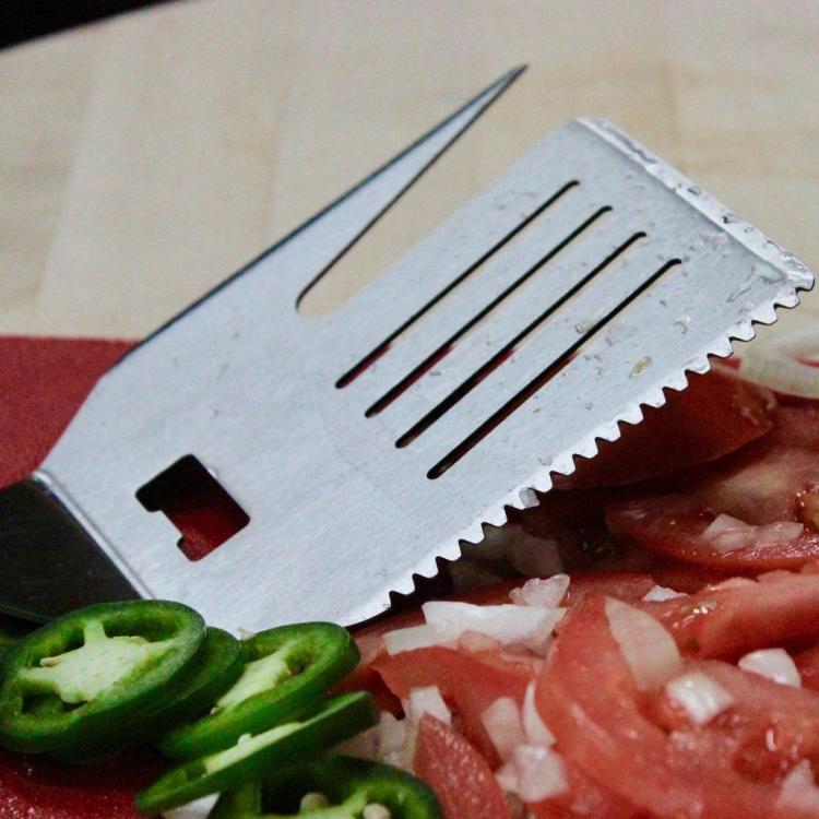 FlipFork 5-in-1 BBQ Spatula, knife, bun slicer, bottle opener spatula
