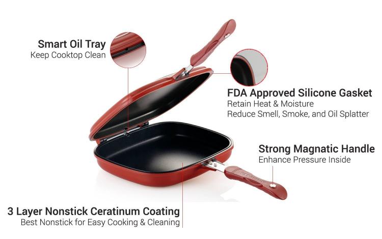 Happycall Doubled Sided Cooking Pan - Flip over pan - cook meal with no utensils