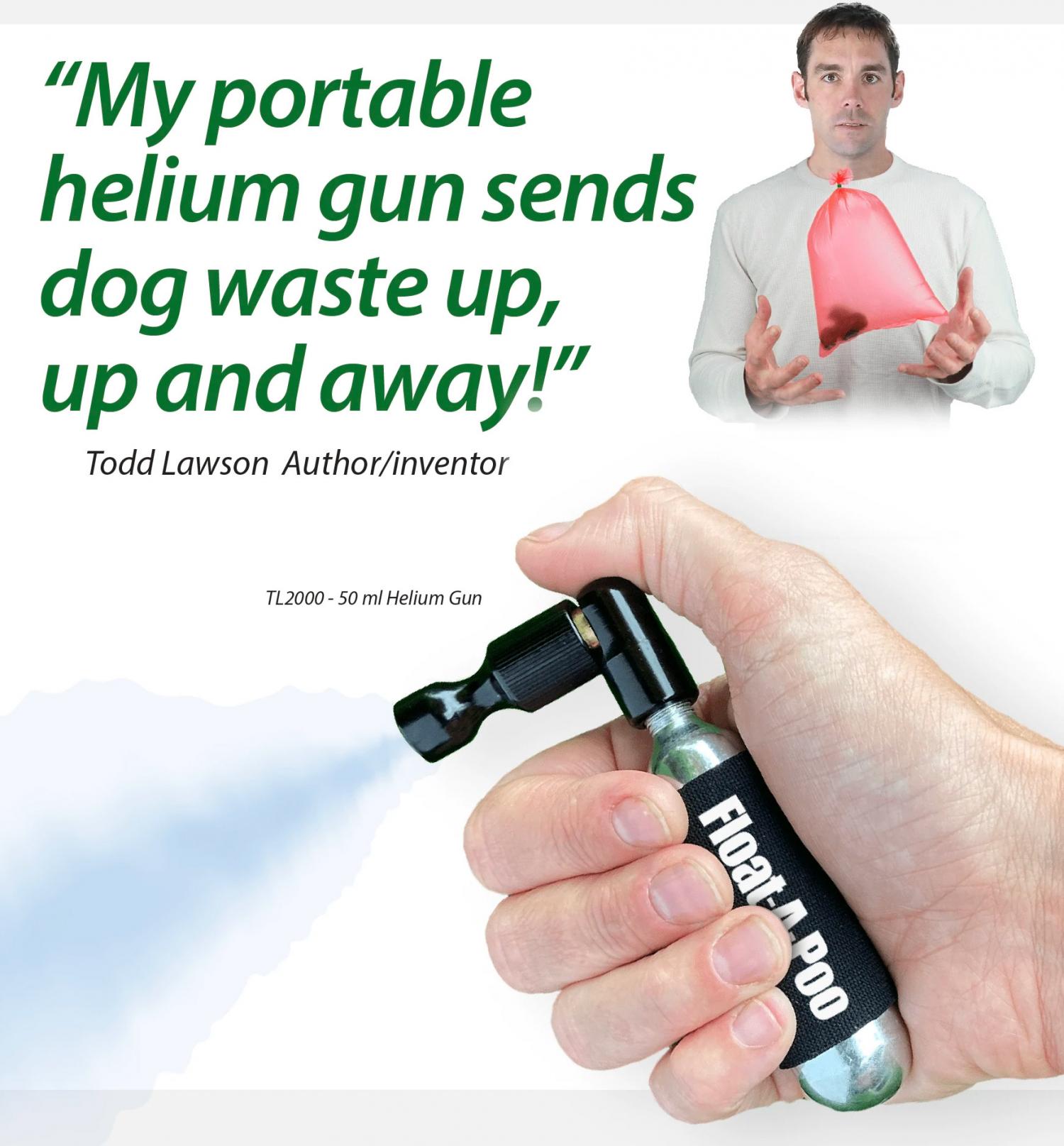 Float-A-Poo Dog Waste Disposal System uses helium to float dog poop into sky