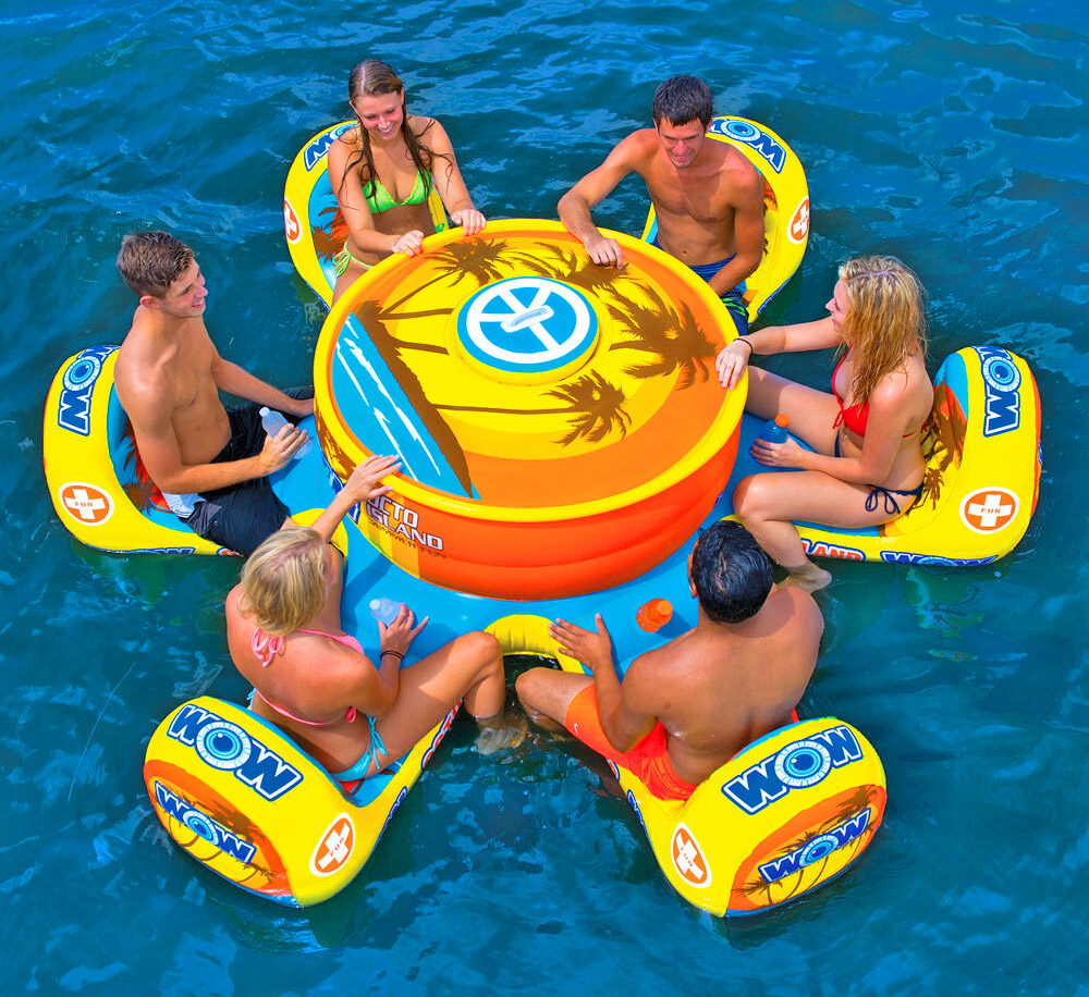 Floating Island 6 Person Pool Float Table With Cooler - Floating card table for the pool