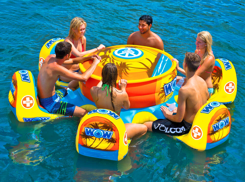 Floating Island 6 Person Pool Float Table With Cooler - Floating card table for the pool