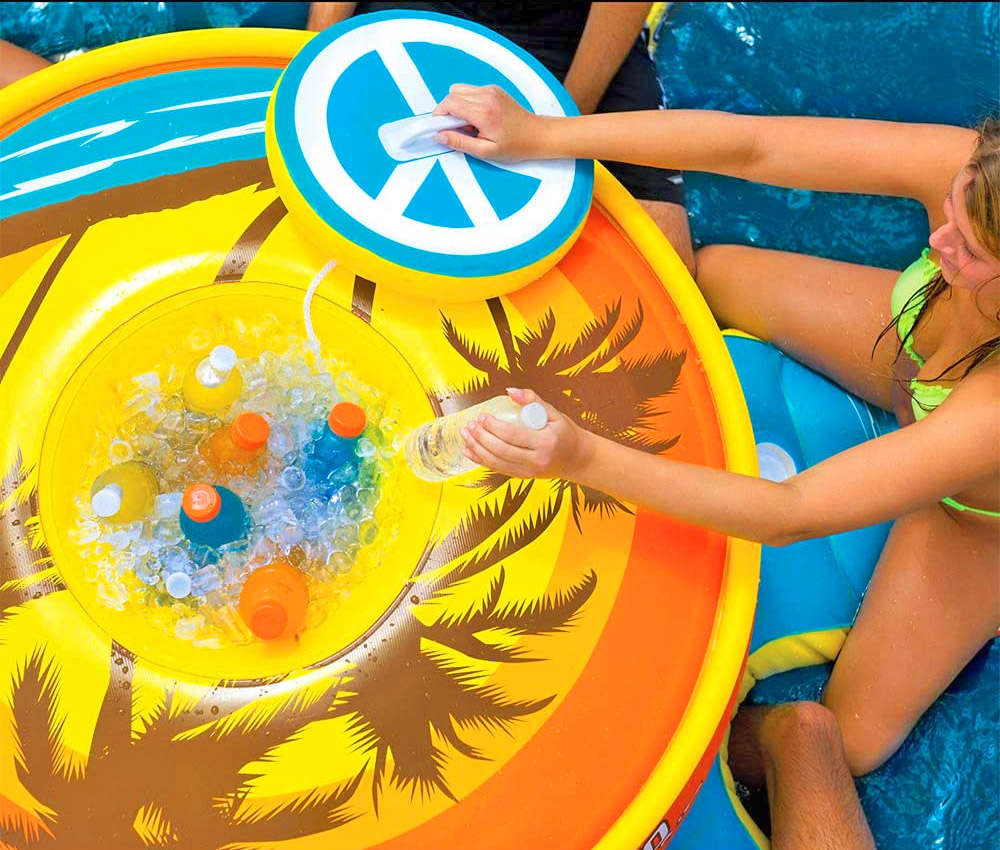 Floating Island 6 Person Pool Float Table With Cooler - Floating card table for the pool