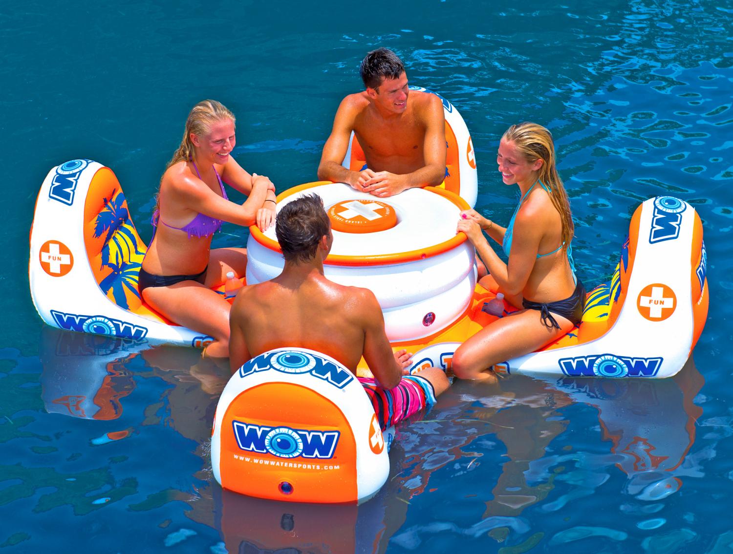 Floating Island 6 Person Pool Float Table With Cooler - Floating card table for the pool