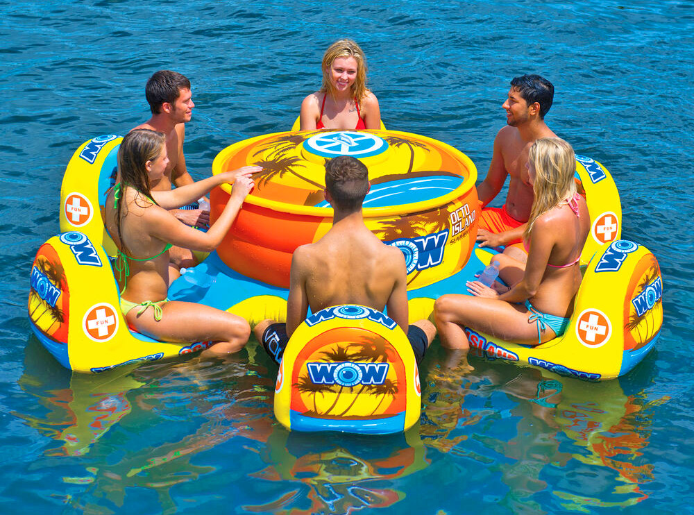 Floating Island 6 Person Pool Float Table With Cooler - Floating card table for the pool