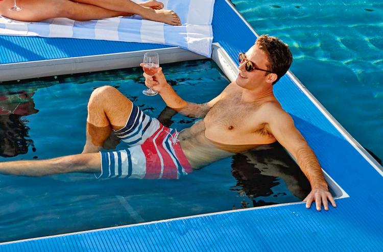 Floating Island Lake Lounger With Built-In Hammock - Best lake toy - Floating platform with hammock