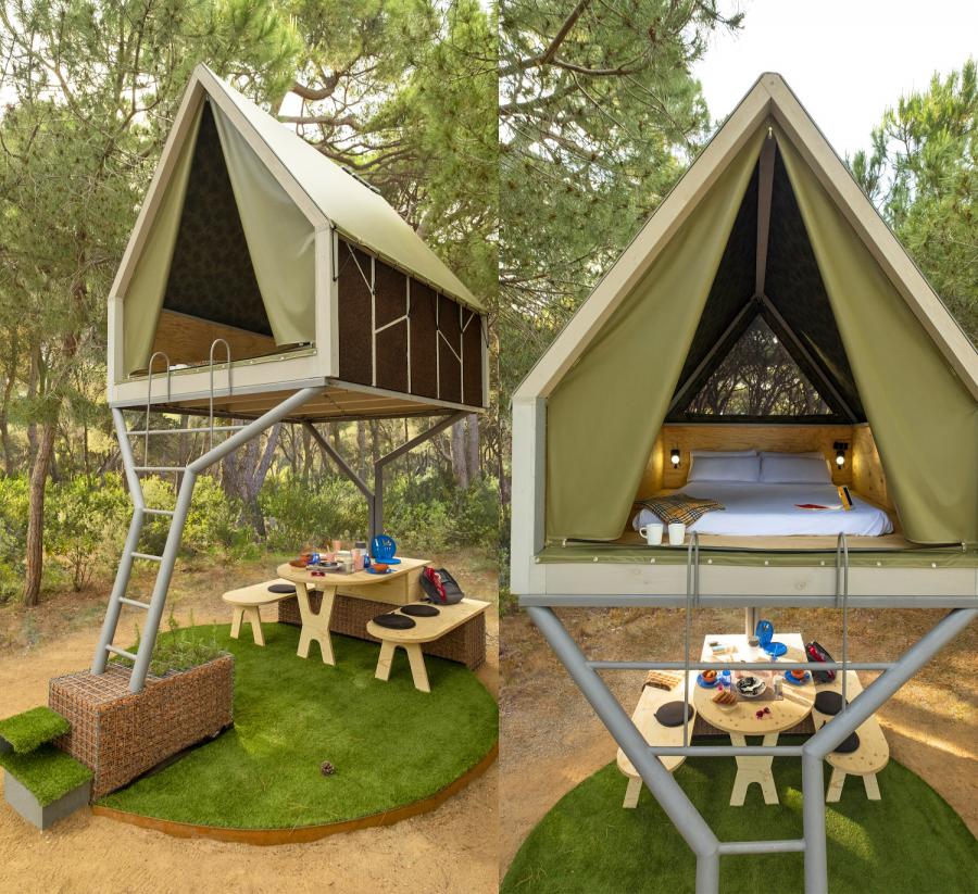 elevated mini camping shelters