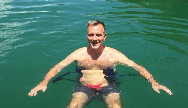 Floaty Pants - hand-free flotating device wraps around your butt - funny life jacket images gives you a thong and plumbers crack