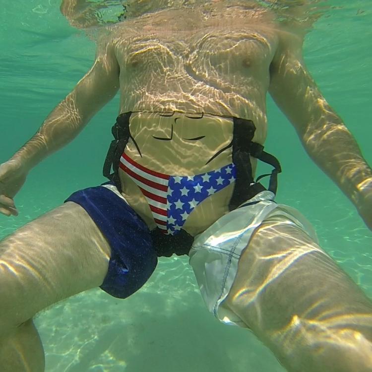 Floaty Pants - hand-free flotating device wraps around your butt - funny life jacket images gives you a thong and plumbers crack