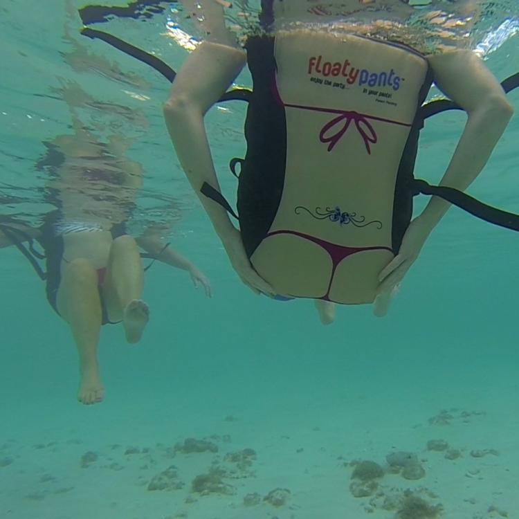 Floaty Pants - hand-free flotating device wraps around your butt - funny life jacket images gives you a thong and plumbers crack