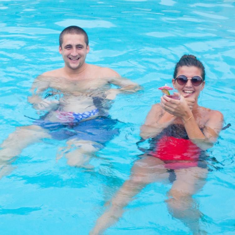 Floaty Pants - hand-free flotating device wraps around your butt - funny life jacket images gives you a thong and plumbers crack