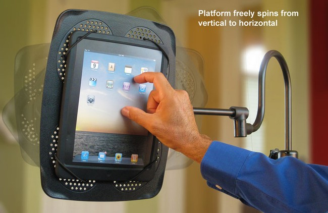 Floor Stand Tablet Holder - Adjustable arm iPad holder - Senior tablet holder