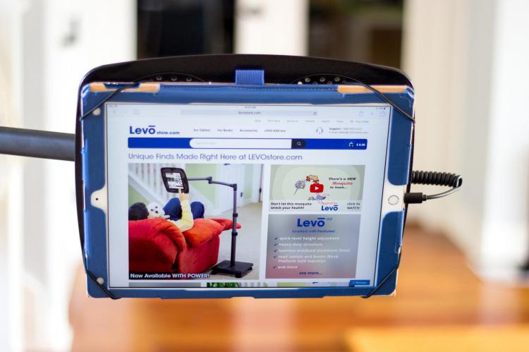 Floor Stand Tablet Holder - Adjustable arm iPad holder - Senior tablet holder