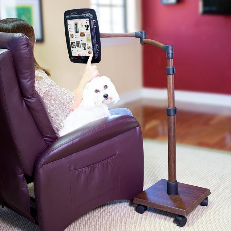 Floor Stand Tablet Holder - Adjustable arm iPad holder - Senior tablet holder