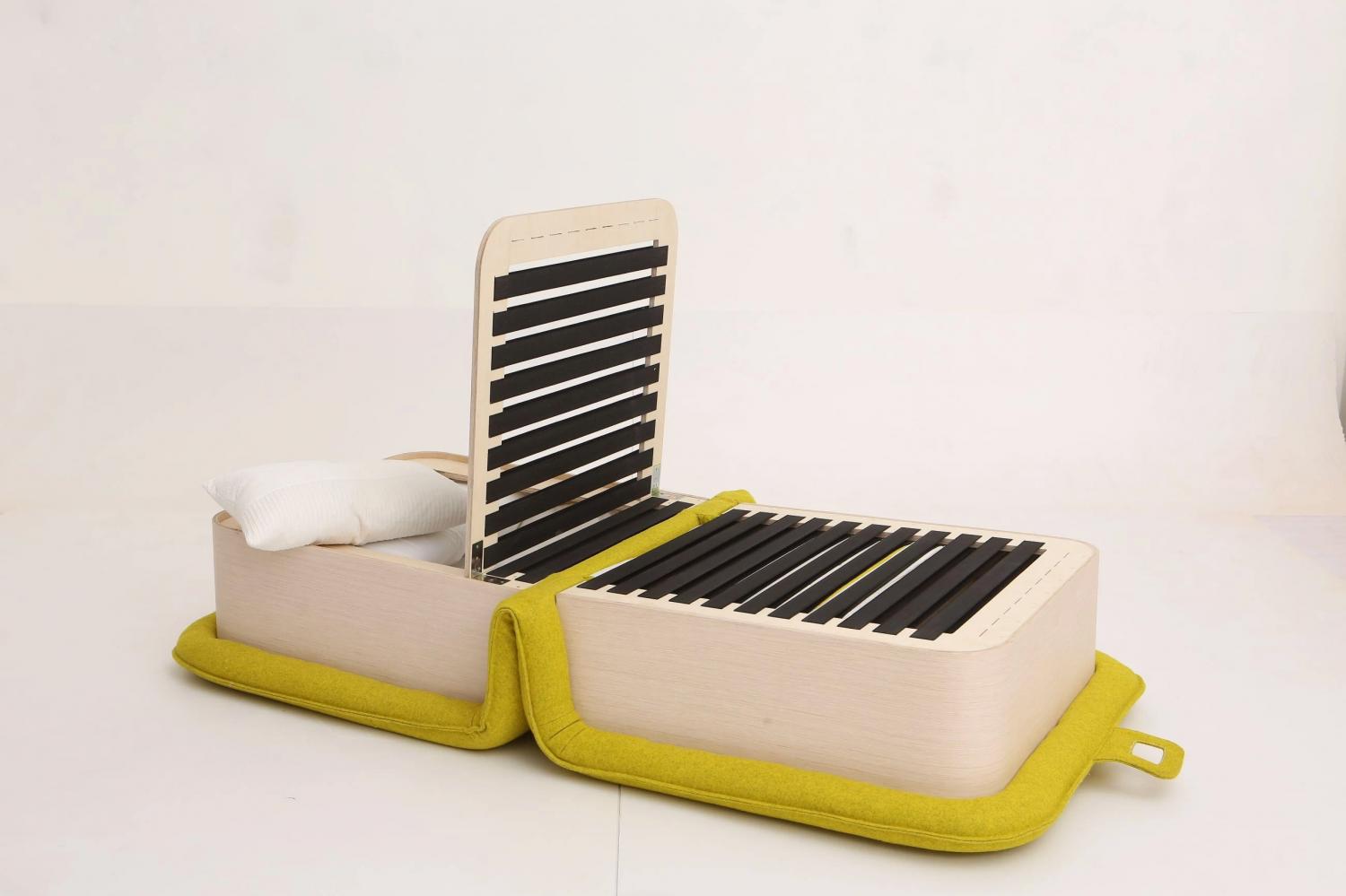 FLOP Multi-functional Arm Chair Instantly Turns Into a Bed - Folding chair bed opens like a book