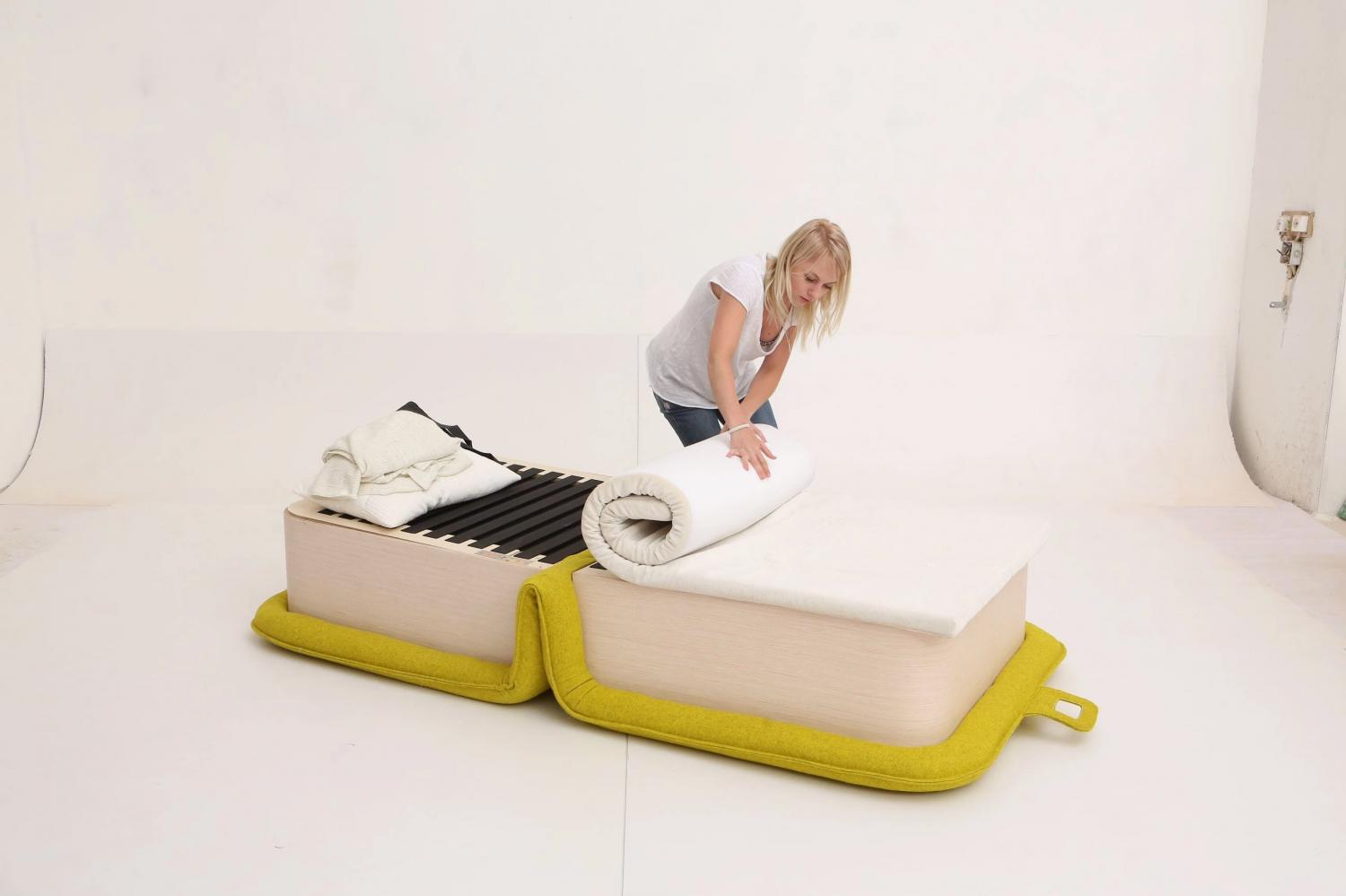 FLOP Multi-functional Arm Chair Instantly Turns Into a Bed - Folding chair bed opens like a book