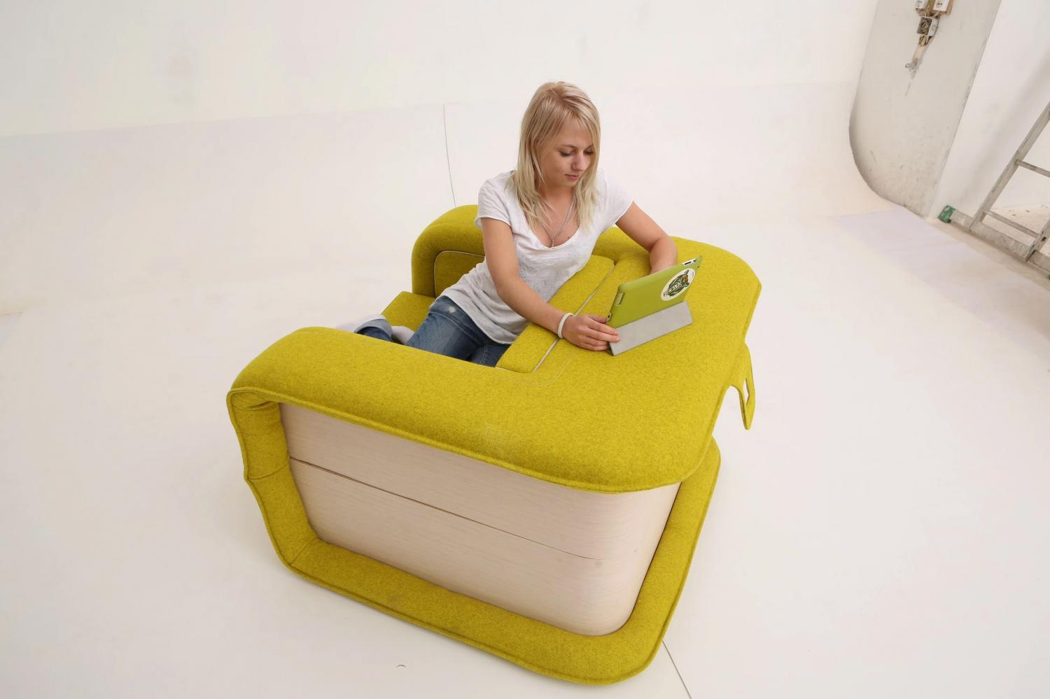 FLOP Multi-functional Arm Chair Instantly Turns Into a Bed - Folding chair bed opens like a book