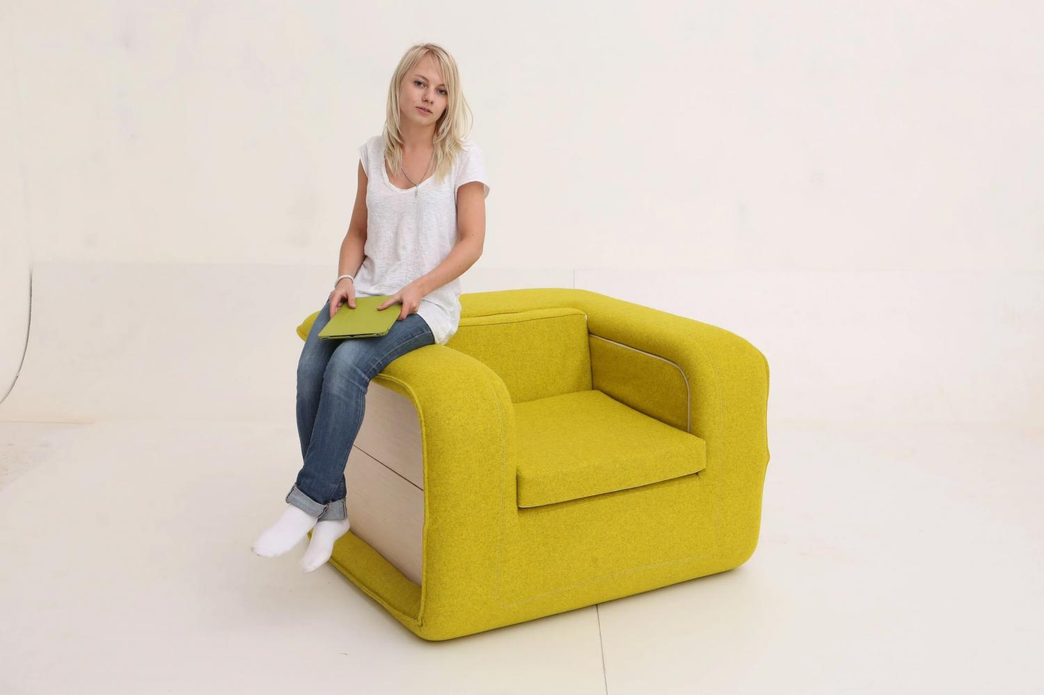 FLOP Multi-functional Arm Chair Instantly Turns Into a Bed - Folding chair bed opens like a book