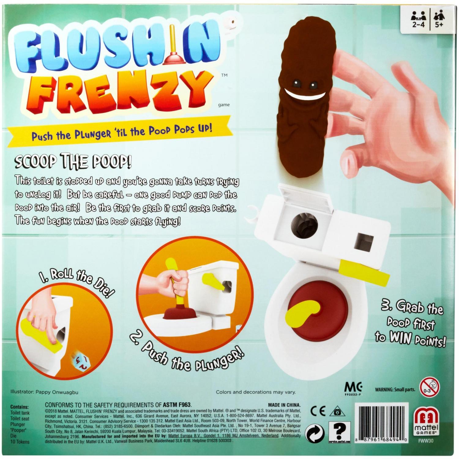 Flushin Frenzy Toilet Kids Game With Flying Poop after plunging toilet
