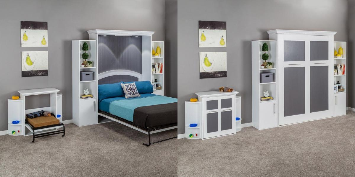 Fold-Up Murphy Dog Bed Cabinet Saves Space When Not In Use