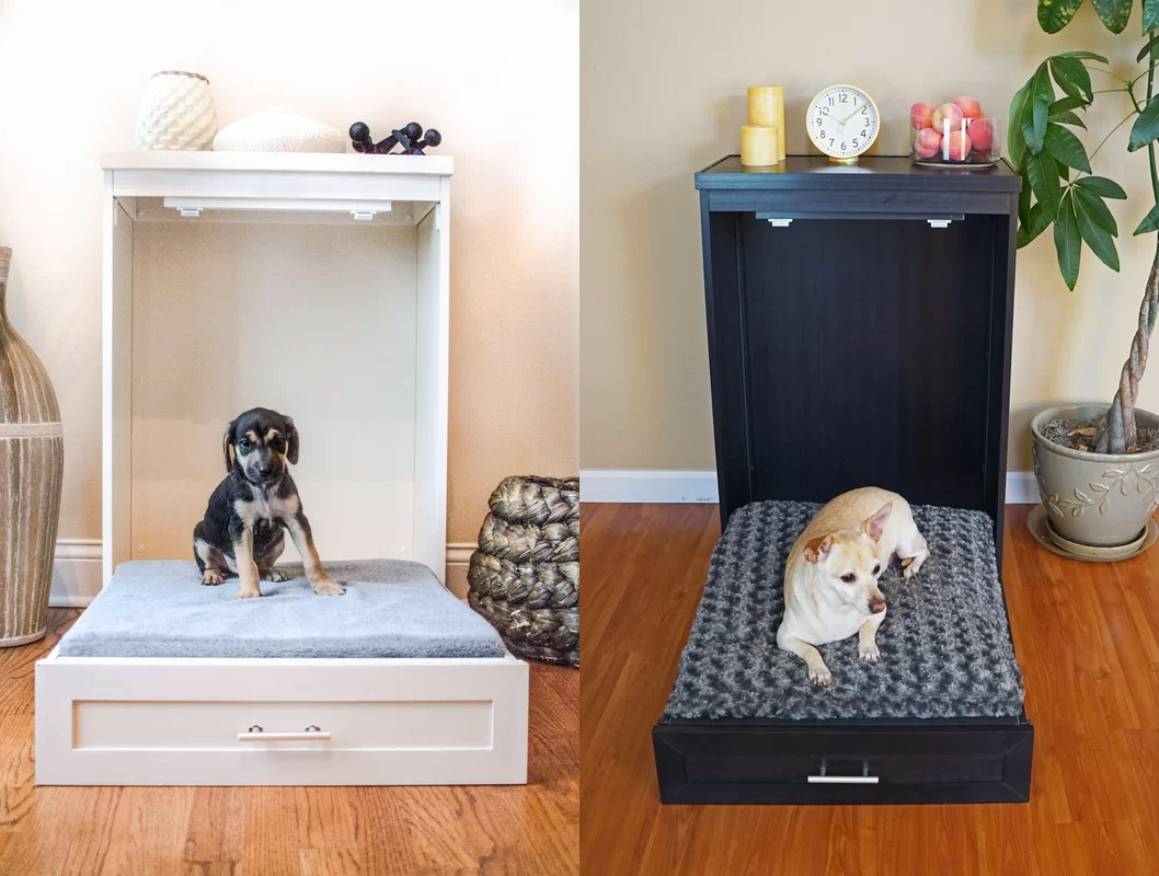 Fold-Up Murphy Dog Bed Cabinet Saves Space When Not In Use