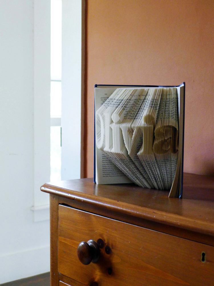 Folded Book Art Turns Book Pages Into Giant 3D Letters - 3D letters book art