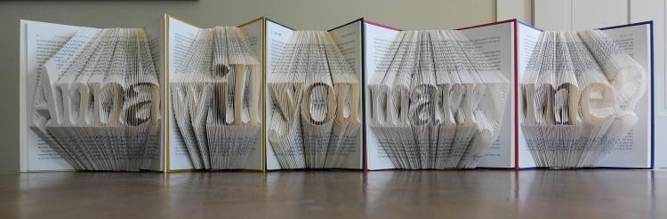 Folded Book Art Turns Book Pages Into Giant 3D Letters - 3D letters book art
