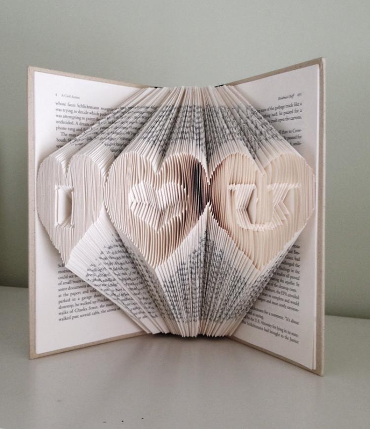 Folded Book Art Turns Book Pages Into Giant 3D Letters - 3D letters book art