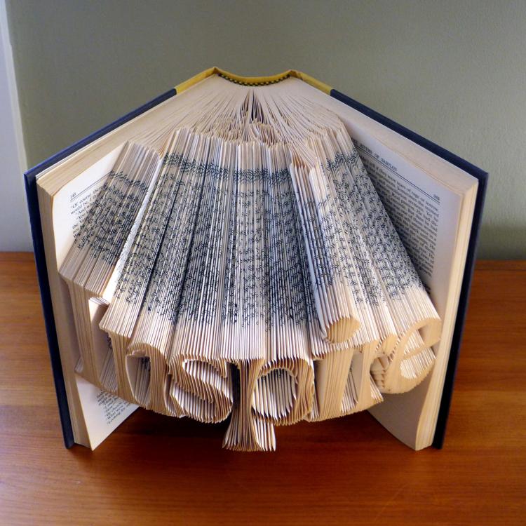 Folded Book Art Turns Book Pages Into Giant 3D Letters - 3D letters book art