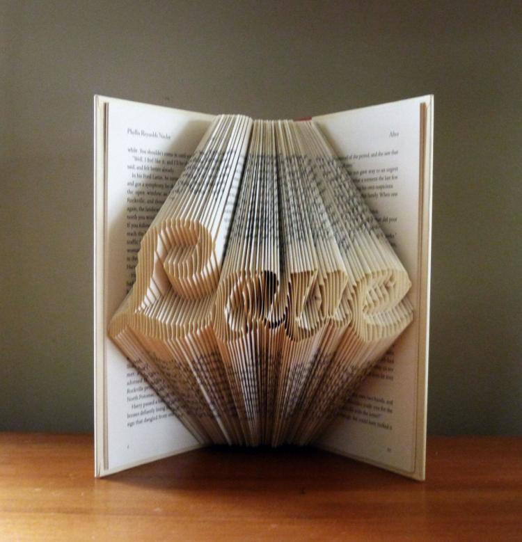 Folded Book Art Turns Book Pages Into Giant 3D Letters - 3D letters book art