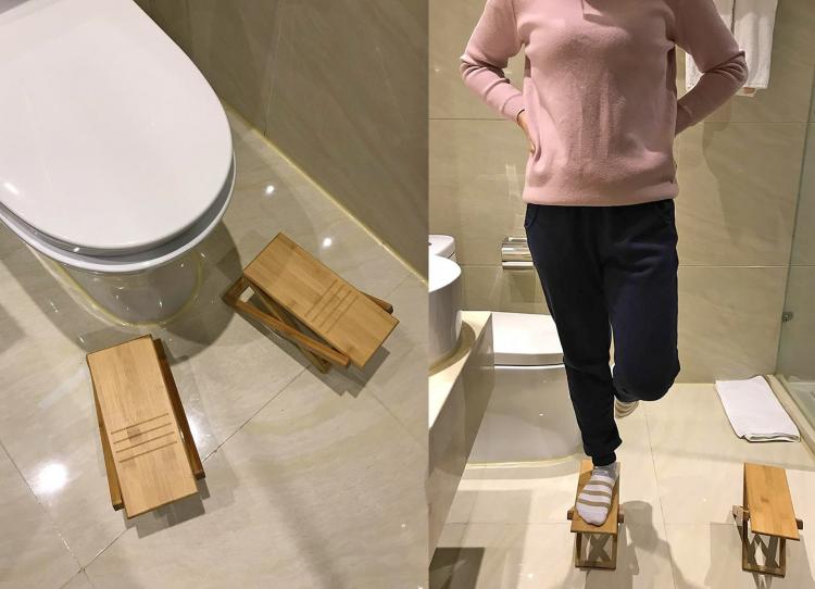 Folding Bamboo Wooden Toilet Squatting Stools - Manspread toilet stools